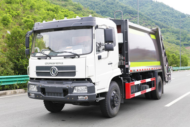 東風平頭4×2壓縮垃圾車_190馬力14方環(huán)衛(wèi)車_12噸一排半垃圾清理車廠家